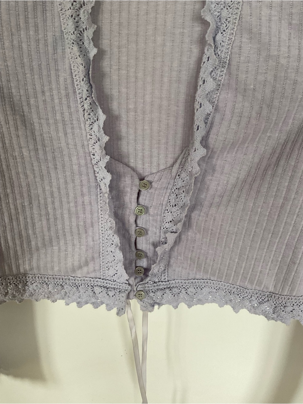 Free People Lavender Lace-Trim Ribbed Tank